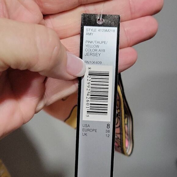 Tahari Shirt Dress Women Size 8 NEW Pink Retro 60 Pink Floral Mini Stretchy Knit - Picture 11 of 12